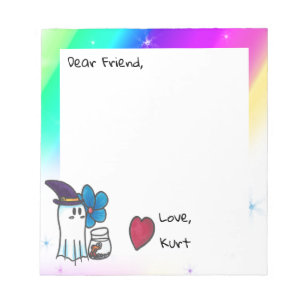 Dear Friend, Love Kurt Cute Ghost Notepad