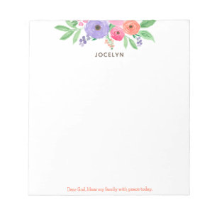 Dear God, bless my family Floral Watercolor Notepad