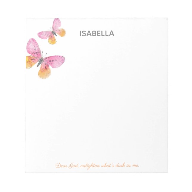 Dear God, enlighten what's dark Butterfly Notepad (Front)