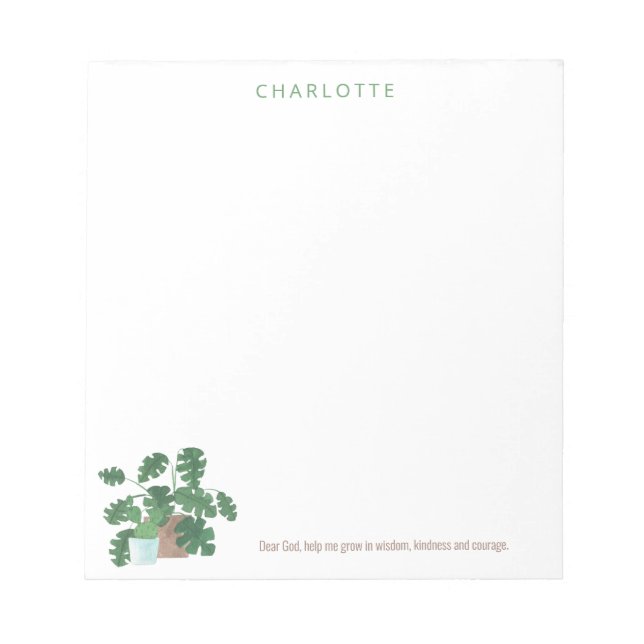 Dear God Help Me Grow Houseplants Notepad (Front)