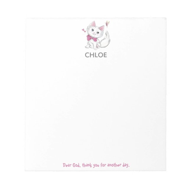 Dear God, thank you for another day Kitten Notepad (Front)
