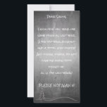 Dear good Santa<br><div class="desc">Funny greetings and wishes to Santa Claus in front of a chalkboard background.
Back is provided with white Liniatur.</div>