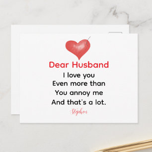 Dear Husband personalized love message valentines  Holiday Postcard