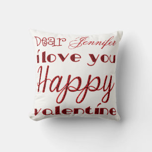Dear I Love You Cute Cupid Typography Valentine Throw Pillow