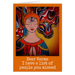 Dear Karma, humour card Zen meditation boho