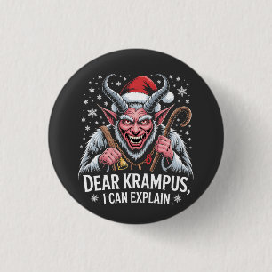 Dear Krampus I Can Explain Christmas Santa 1 Inch Round Button