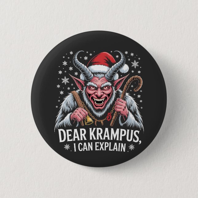 Dear Krampus I Can Explain Christmas Santa  2 Inch Round Button (Front)