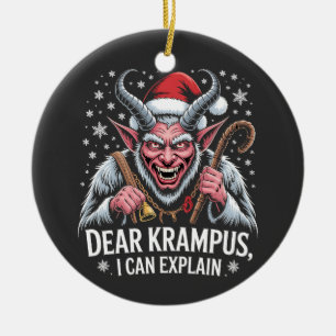 Dear Krampus I Can Explain Christmas Santa Ceramic Ornament