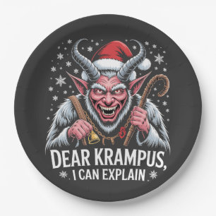 Dear Krampus I Can Explain Christmas Santa  Paper Plate