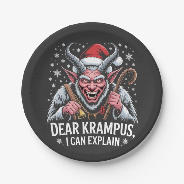 Dear Krampus I Can Explain Christmas Santa  Paper Plate (Front)