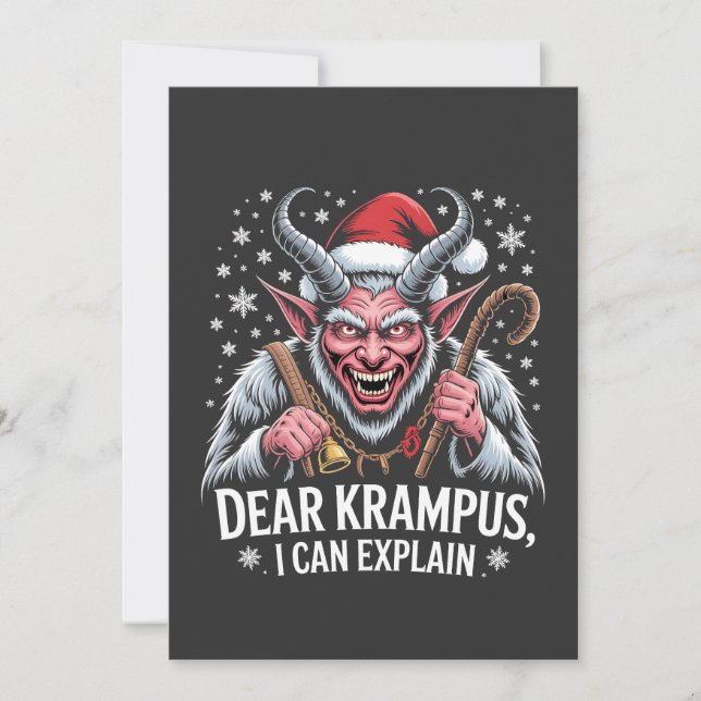 Dear Krampus I Can Explain Christmas Santa  Thank You Card (Front)