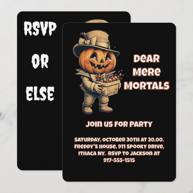 Dear Mere Mortals, Join Us If You Dare Invitation (Front/Back)