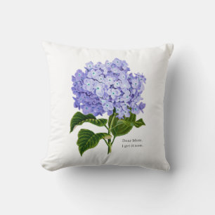 Dear Mom Funny Hydrangea Botanical Floral  Throw Pillow