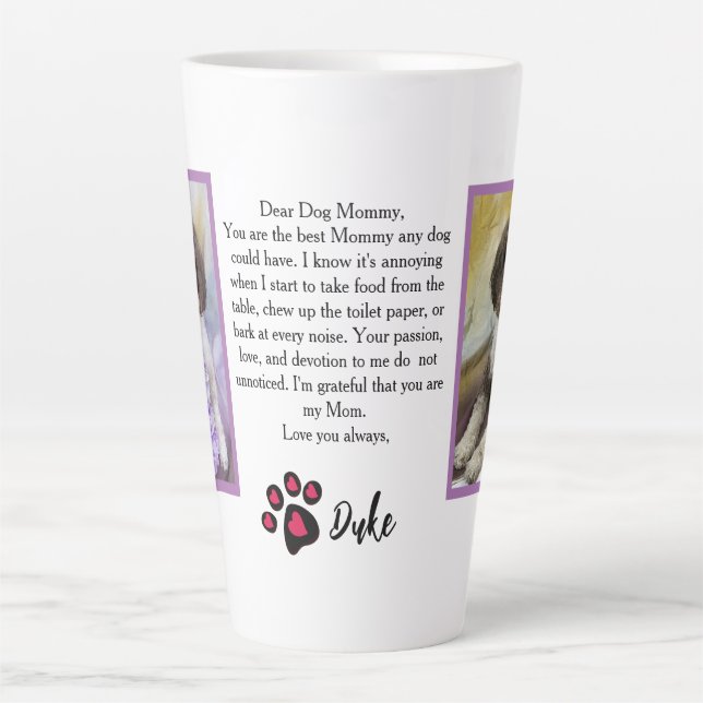 Dear Mom Or Dad Customized Photo Pet Love Letter C Latte Mug (Front)