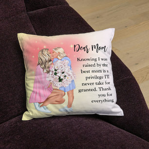 Dear Mom Throw Pillow   Mother Daughter Gift 