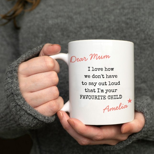 Dear Mum Favourite Child Typewriter Typography Coffee Mug (Creator Uploaded)