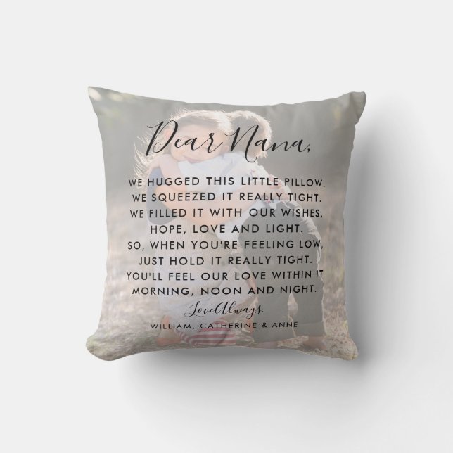 Dear Nana Grandma Message Photo Mother's Day Throw Pillow (Front)
