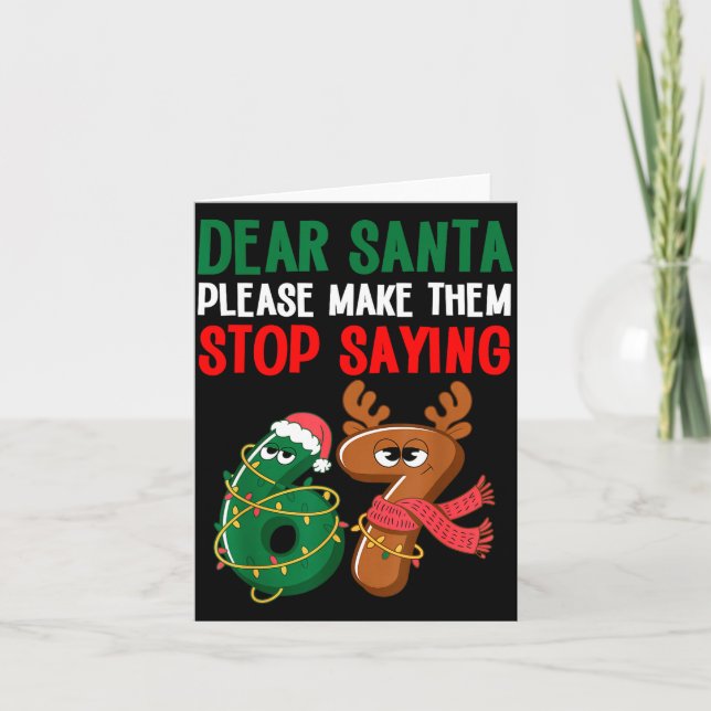 Dear Santa 67 Funny Christmas Six Seven 6-7 Meme M Card (Front)