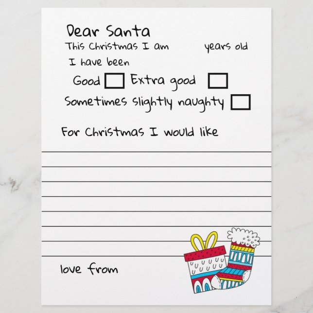 Dear Santa A Personalized Letter To Santa Claus Letterhead (Front)