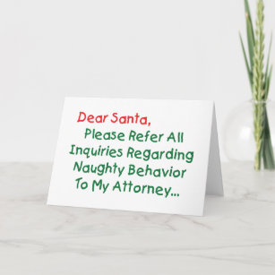 Dear Santa Attorney - Funny Christmas Letter Holiday Card