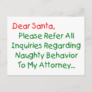 Dear Santa Attorney - Funny Christmas Letter Holiday Postcard