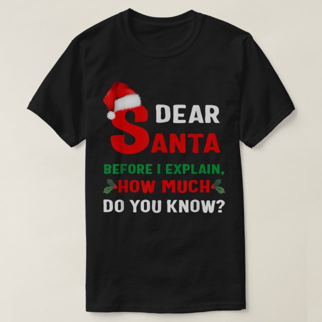 Dear Santa Before I Eplain Christmas  T-Shirt (Design Front)