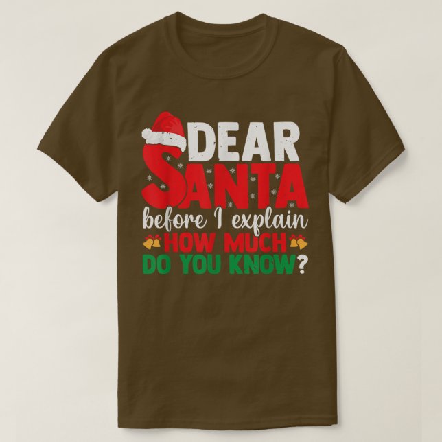 Dear Santa Before I Eplain How Much Do You Know Ch T-Shirt (Design Front)