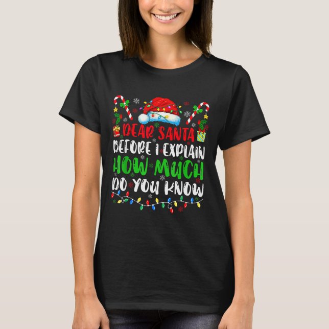 Dear Santa Before I Explain How Much Do You Know C T-Shirt (Front)