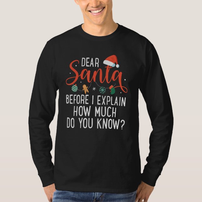 Dear Santa Before I Explain How Much Do You Know C T-Shirt (Front)