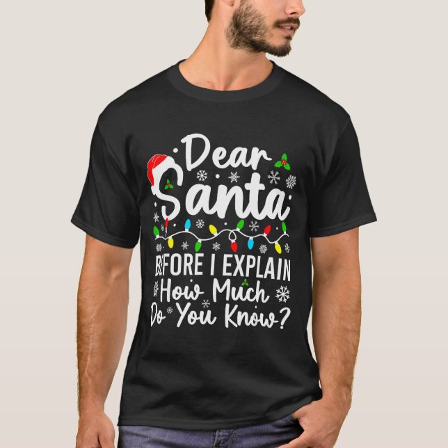 Dear Santa Before I Explain How Much Do You Know C T-Shirt (Front)