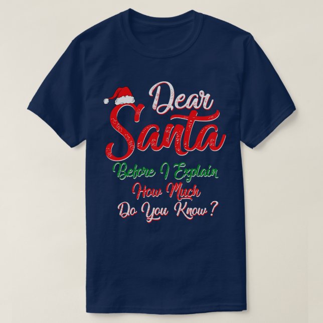 Dear Santa Before I Explain How Much Do You Know F T-Shirt (Design Front)