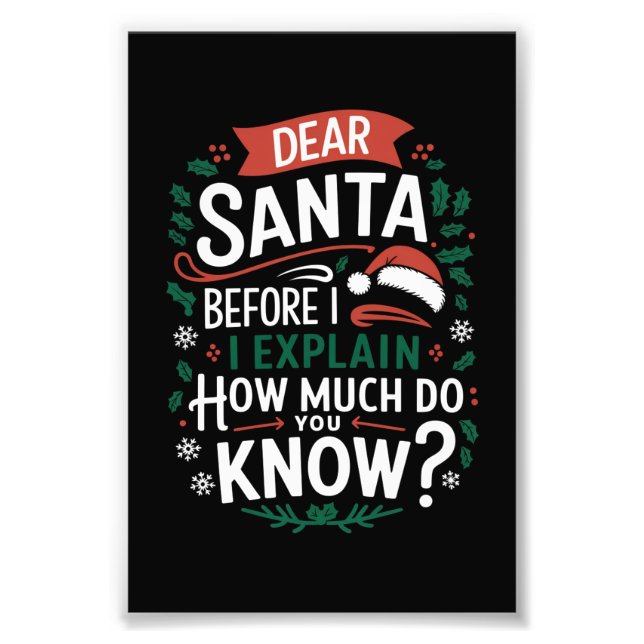 Dear Santa Before I Explain How Much Do You Know Photo Print (Front)