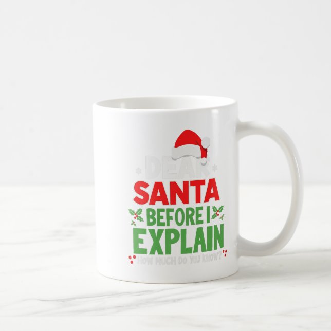 Dear Santa Before I Explain How Much Do You Know X Coffee Mug (Right)