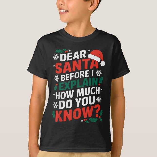 Dear Santa Before I Explain How Much Do-you Know X T-Shirt (Front)