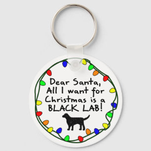 Dear Santa Black Lab Keychain