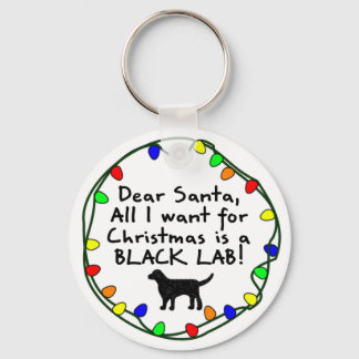 Dear Santa Black Lab Keychain