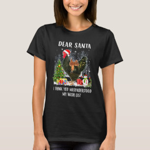 Dear Santa Chicken Christmas Hat Santa Xmas T-Shirt