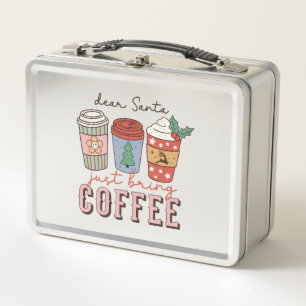 Dear Santa Christmas Coffee Latte Metal Lunch Box