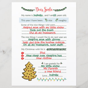 Dear Santa Christmas Letter