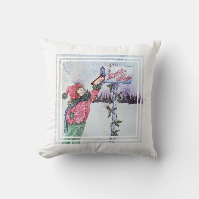 Dear Santa Claus Throw Pillow (Front)