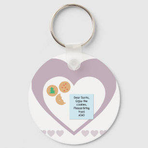 Dear Santa Cookies Bring Toys Purple Hearts Keychain