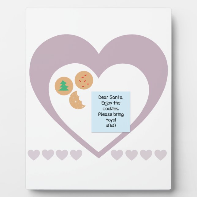 Dear Santa Cookies Bring Toys Purple Hearts Plaque (Front)