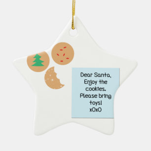 Dear Santa Cookies Please Bring Toys Ceramic Ornament
