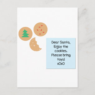 Dear Santa Cookies Please Bring Toys Holiday Postcard