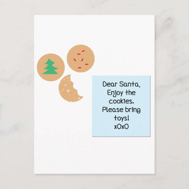 Dear Santa Cookies Please Bring Toys Holiday Postcard (Front)