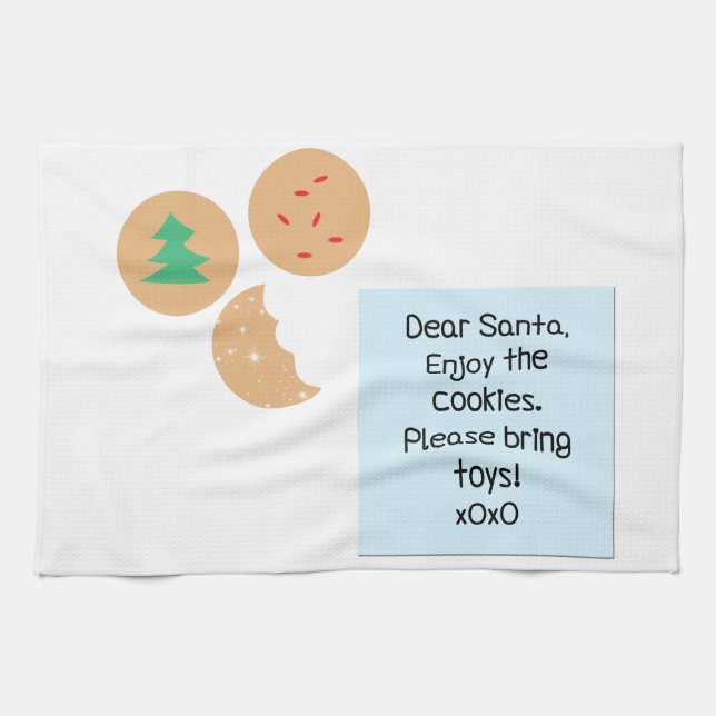 Dear Santa Cookies Please Bring Toys Kitchen Towel (Horizontal)