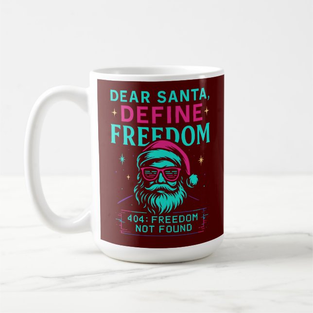 Dear Santa Define Freedom Retro Design Coffee Mug (Left)