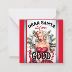 Dear Santa Define Good Retro Pinup Card