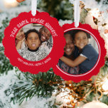 Dear Santa Define Naughty Photo Christmas Ornament Card<br><div class="desc">Dear Santa, Define Naughty a fun Personalized Photo Christmas Card from Ricaso - designed with a fun typography text with two photo templates, one to the front and one to the back. Bold text and fun bright red colour .. This ornament card not only makes a wonderful holiday greeting but...</div>