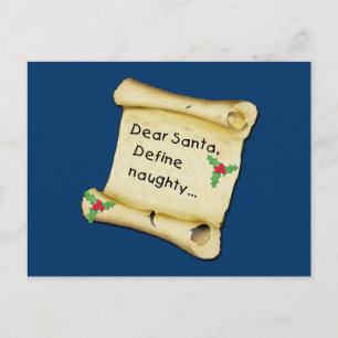 Dear Santa...Define Naughty T-shirts, Baby Clothes Holiday Postcard